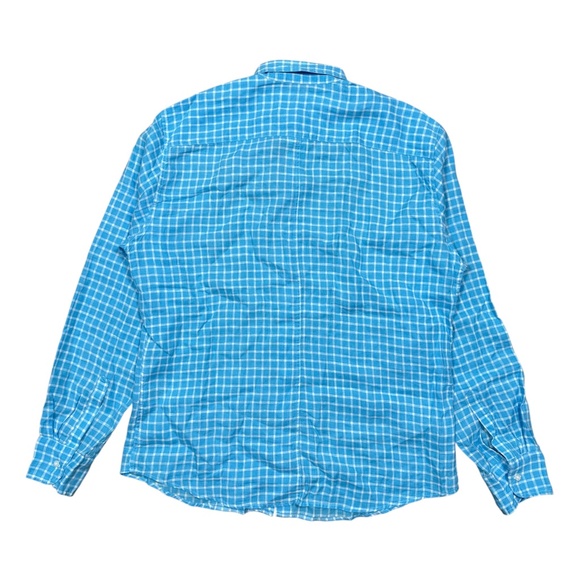 Frank & Eileen Paul Linen Check Blue White L/S Button Shirt Mens Large - Picture 2 of 11